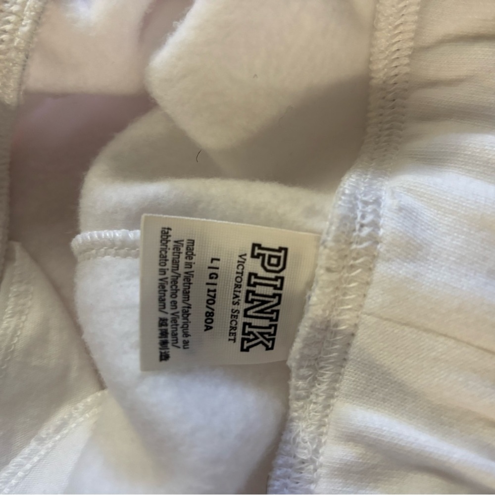 PINK Victoria's Secret White Hoodie and jogger pants set with Multicolor Logo - Picture 6 of 6